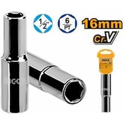 INGCO 1/2" DEEP HEXAGONAL SOCKET 16MM HHAST12163L
