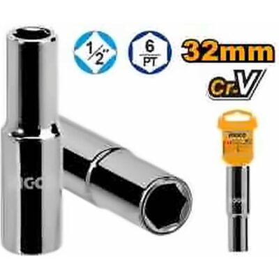 INGCO 1/2" DEEP HEXAGONAL SOCKET 32MM HHAST12323L