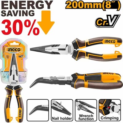 INGCO BENT NOSE PLIERS 8 INCH HEAVY DUTY HHBNP28201