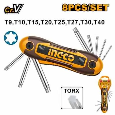 INGCO 8 PCS FOLDING TORX KEY SET T9 -T40 HHK14083