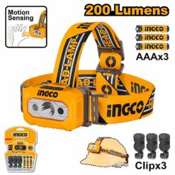 INGCO IPX4 RAIN RESISTANT HEAD LAMP 200 LUMENS MAX. HHL013AAA8