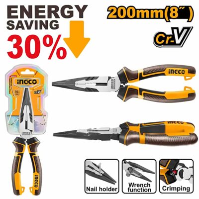 INGCO LONG NOSE PLIERS 8 INCH HEAVY DUTY HHLNP28200