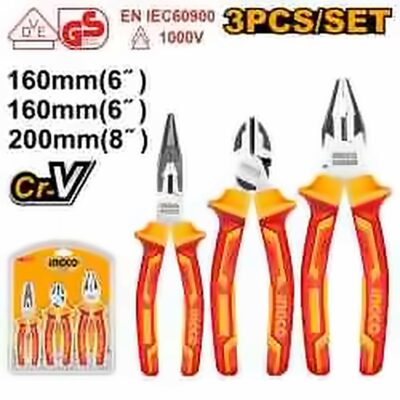 INGCO 3PCS CR.V HIGH VOLTAGE 1000V INSULATION PLIER SET HIKPS28318