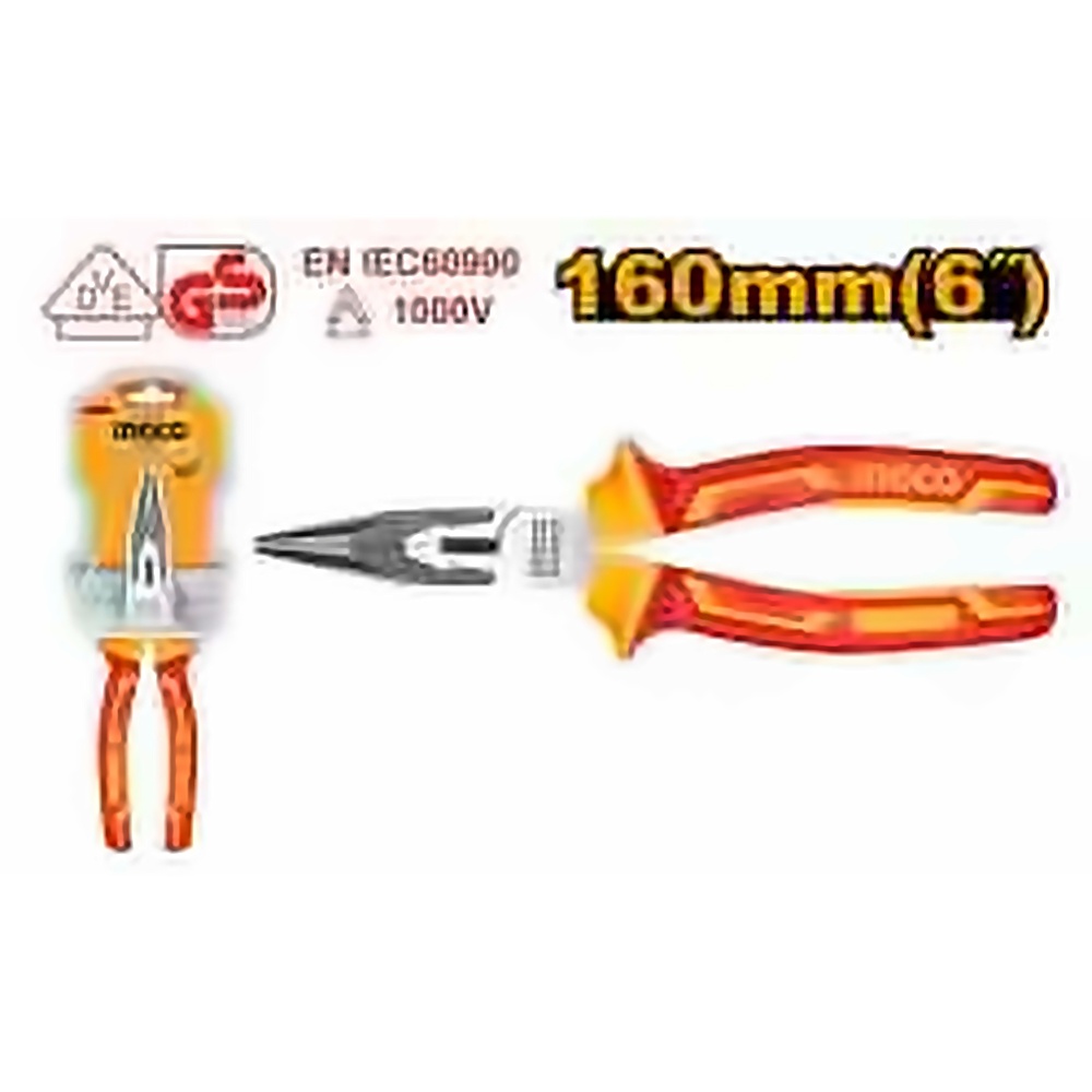 INGCO INSULATED LONG NOSE PLIERS 6 INCH VDE 1000V HILNP28168