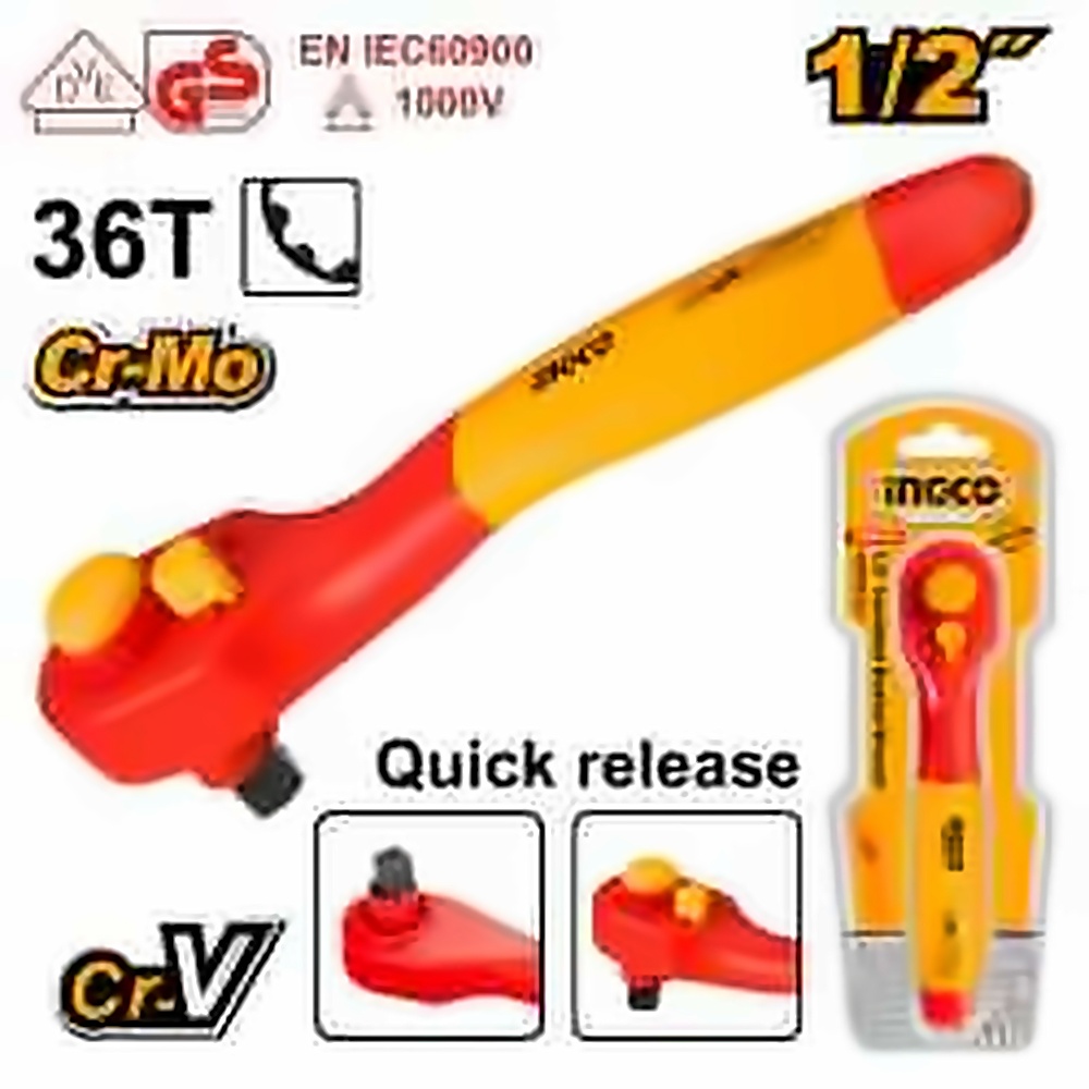 INGCO INSULATED RATCHET HANDLE 1/2 VDE 1000V HIRTH121