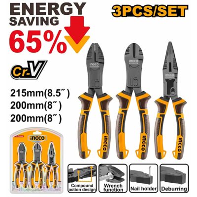 INGCO 3PCS COMPOUND ACTION PLIER SET HKCPS5831