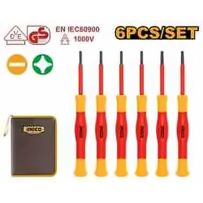 INGCO VDE 6PCS INSULATED PRECISION SCREWDRIVER SET 1000V HKIPSD0601
