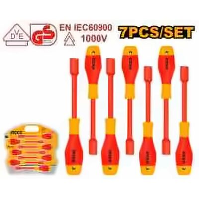 INGCO VDE 7PCS INSULATED NUT SCREWDRIVER SET 6,7.8.9.10.11 &12MM HKISD0701