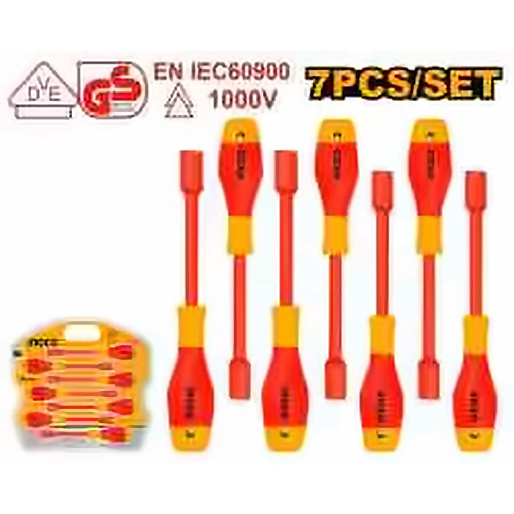 INGCO VDE 7PCS INSULATED NUT SCREWDRIVER SET 6,7.8.9.10.11 &12MM HKISD0701