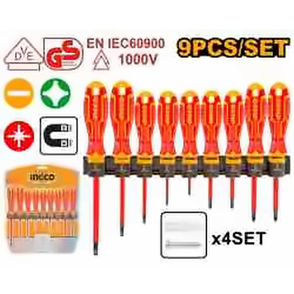 INGCO VDE 9PCS INSULATED SCREWDRIVER SET HKISD0908