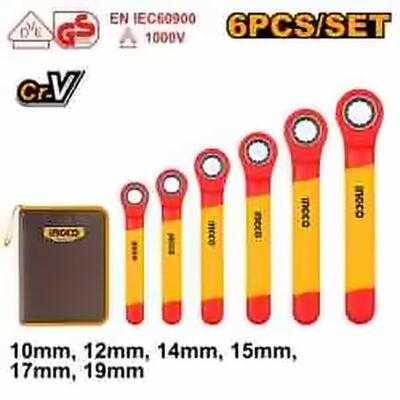INGCO VDE 6PCS INSULATED RATCHET WRENCH SET 10-19MM HKISPA0603
