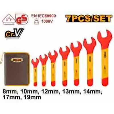 INGCO VDE 7PCS INSULATED OPEN END SPANNER SET 8-19MM HKISPA0701
