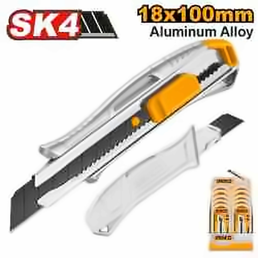 INGCO SNAP OFF BLADE ALUM BODY AUTO LOCK KNIFE 18MM HKNS11807