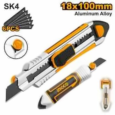 INGCO SNAP OFF BLADE KNIFE W/6 PCS SK5 18MM BLADE HKNS1808