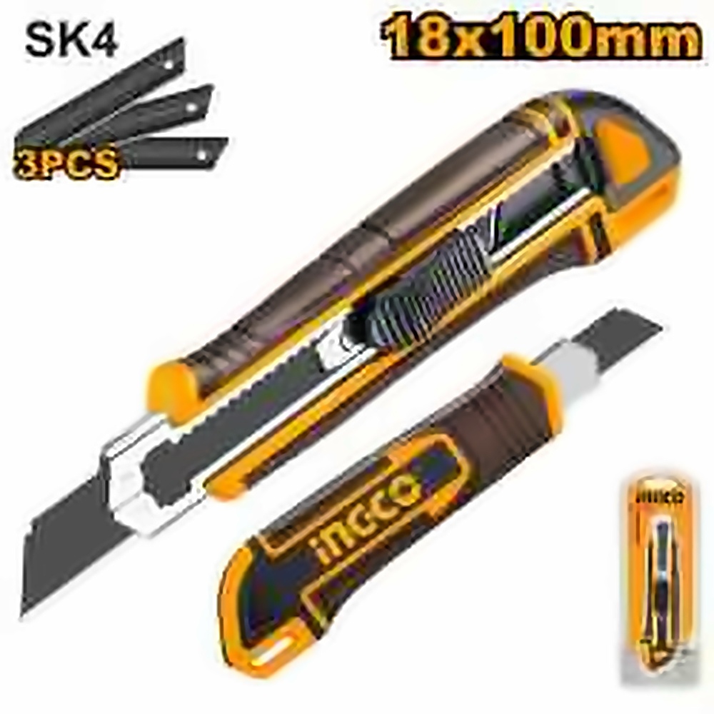 INGCO SNAP OFF BLADE KNIFE W/3 PCS SK5 18MM BLADE HKNS28035