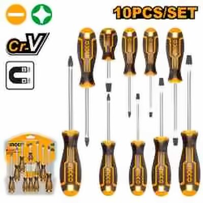 INGCO 10PCS SCREWDRIVER SET 6PCS (-) & 4PCS (+) HKSD1028