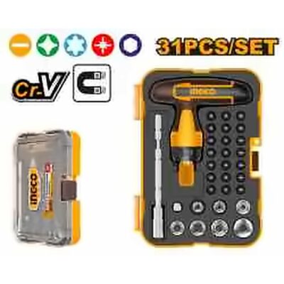 INGCO 31 PCS T-HANDLE WRENCH & DRIVER BITS SET HKSDB0318