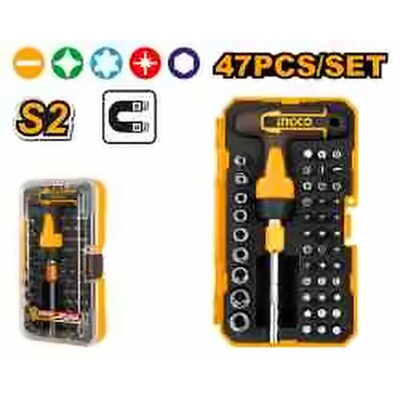 INGCO 47PCS T-HANDLE WRENCH SCREWDRIVER BIT SET HKSDB0478