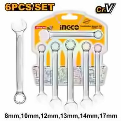 INGCO 6PCS COMBINATION SPANNER SET 8,10,12,13,14,17MM HKSPA1068
