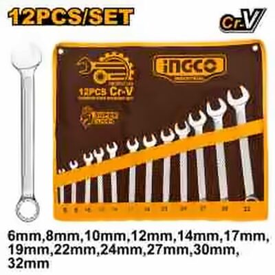 INGCO 12PCS CR.V COMBINATION SPANNER SET 6-32MM HKSPA1143