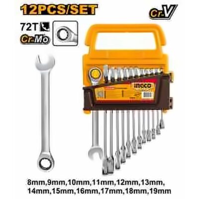INGCO 12PCS RATCHET COMBI SPANNER SET 8~19MM HKSPAR1122