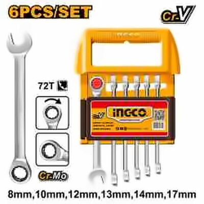 INGCO 6PCS RATCHET SPANNER SET HKSPAR2062