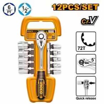 INGCO 12PCS 1/2DR SOCKET SET 10-24MM HKTS12122