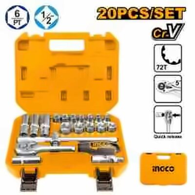 INGCO 20PCS 1/2" DR. SOCKET SET 10-24MM HKTS12201