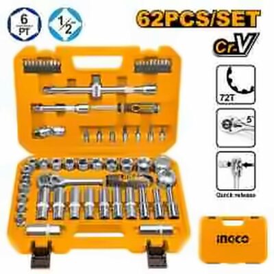 INGCO 62PCS 1/2" DR. SOCKET SET 10~32MM HKTS12602