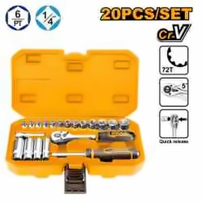 INGCO 20PCS 1/4" DR. SOCKET SET 4-14MM HKTS14201