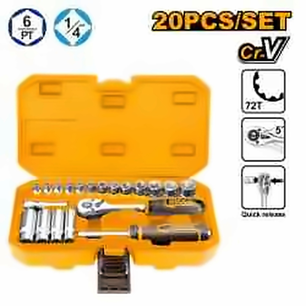 INGCO 20PCS 1/4" DR. SOCKET SET 4-14MM HKTS14201
