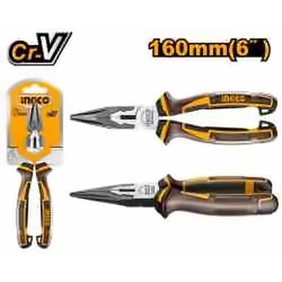 INGCO HD CR-V LONG NOSE PLIERS BLACK POLISHED 6"/160MM HLNP28168