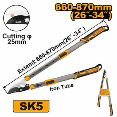 INGCO GARDEN TELESCOPIC LOPPER 30" 660-860MM MAX CUT 25MMØ HLTS7401