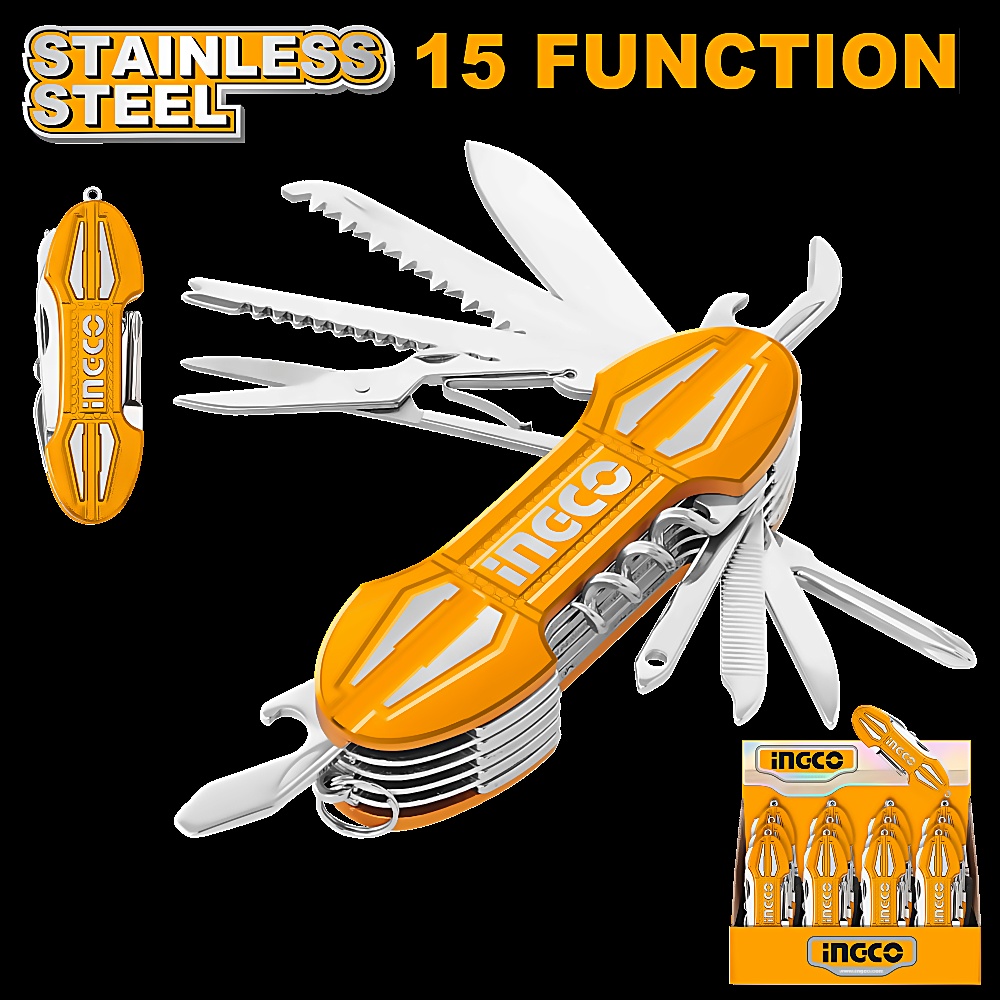INGCO MULTI FUNCTION POCKET FOLDING KNIFE (15 FUNCTIONS) HMFK8158