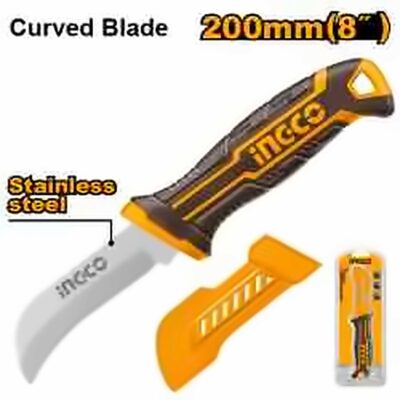 INGCO CURVED BLADE (SS) CABLE STRIPPING KNIFE 8" 200MM HPK82001