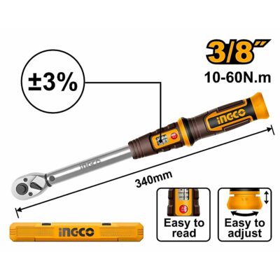 INGCO 3/8" DR. TORQUE WRENCH 10~60NM HPTW3860N8