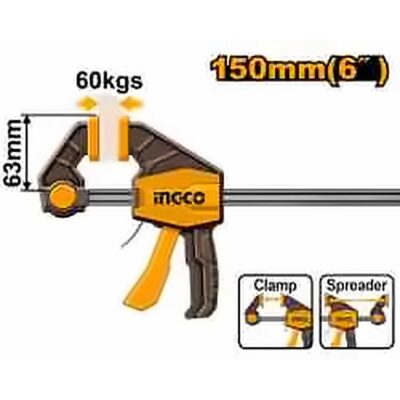 INGCO QUICK BAR CLAMP 63X150MM MAX FORCE 60KG HQBC01601