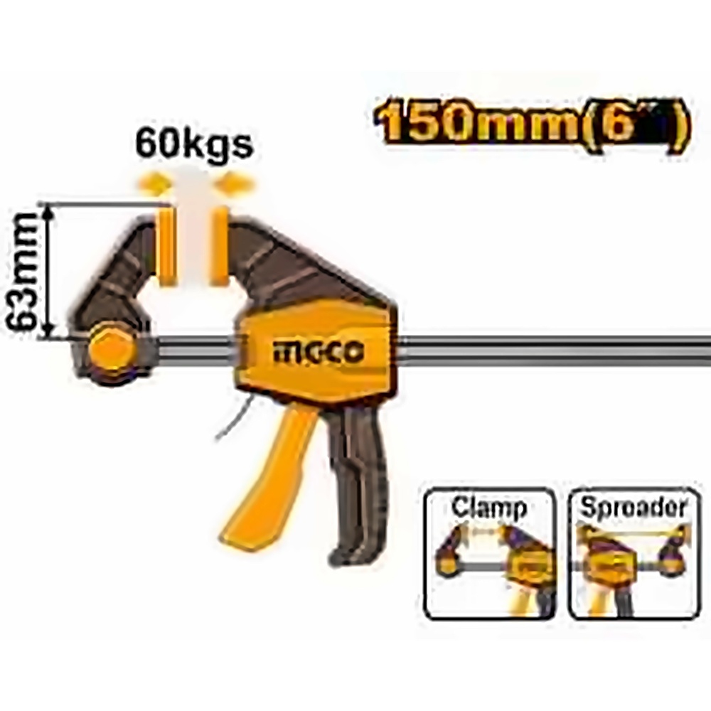 INGCO QUICK BAR CLAMP 63X150MM MAX FORCE 60KG HQBC01601