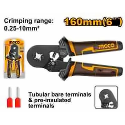 INGCO TUBULAR BARE TERIMINALS CRIMPING PLIER 0.25-10MM2 HRCPG05210