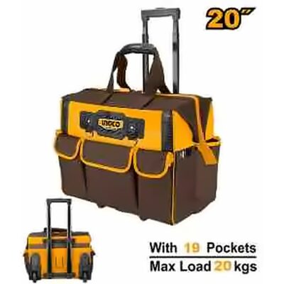 INGCO 20" TELESCOPIC HANDLE WHEELED TOOL BAG 450X280X360MM HRRTB2015