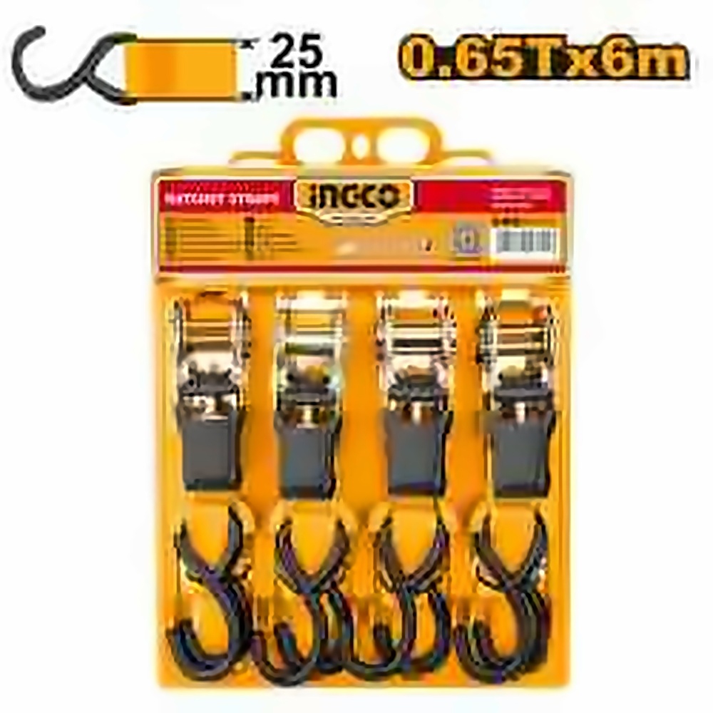 INGCO 4PCS RATCHET STRAP SET 25X6M (20FT) 0.65T HRSP065607