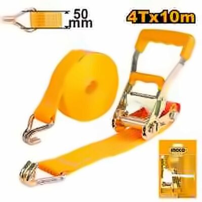 INGCO RATCHET TIE DOWN 50MM X 10M HEAVY DUTY 4 TON LOAD HRSP4101