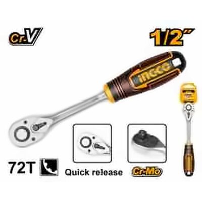 INGCO 1/2" DR. RATCHET HANDLE 45T LENGTH 260MM HRTH0812