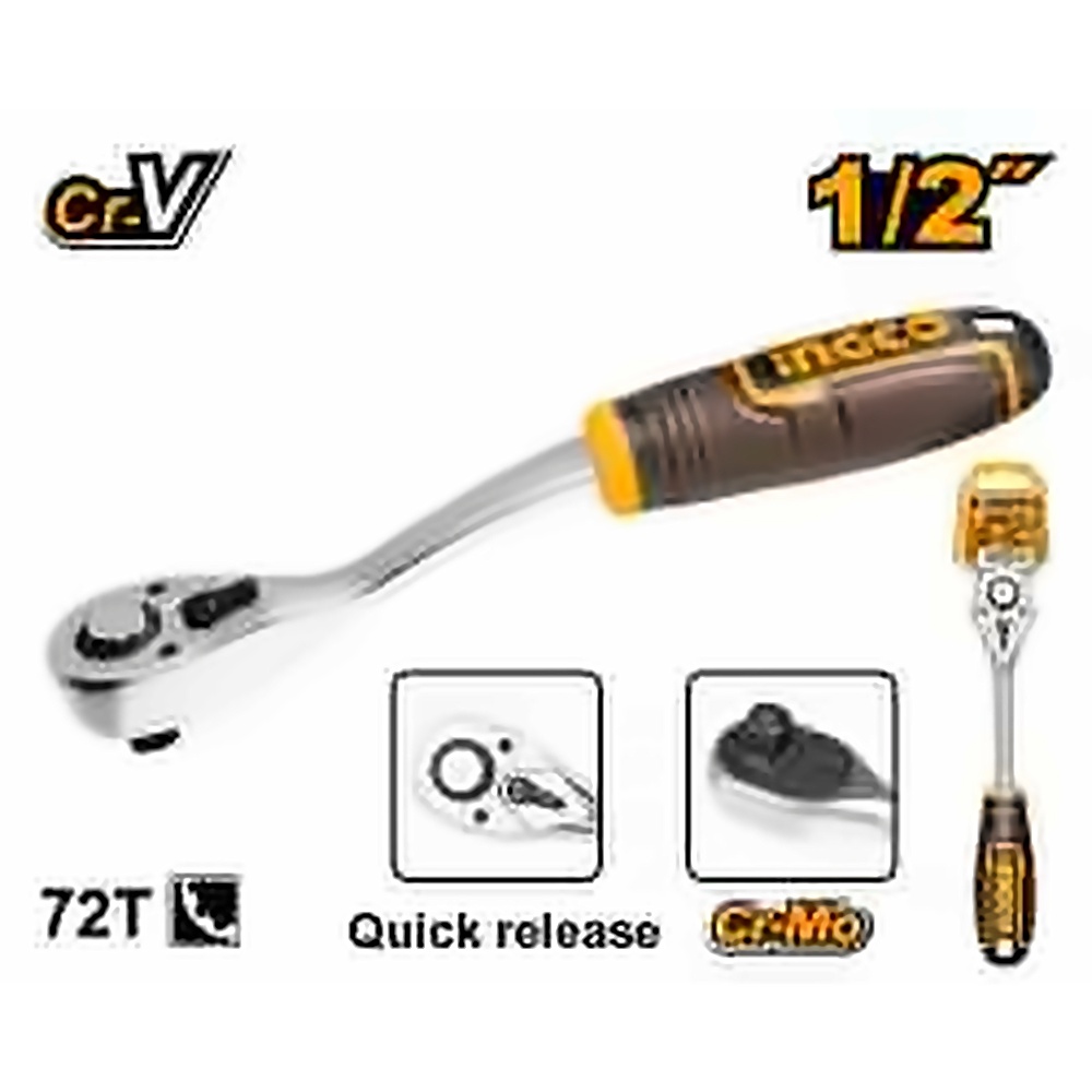 INGCO 1/2" DR. RATCHET HANDLE 72T LENGTH 260MM HRTH8412