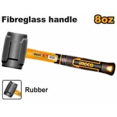 INGCO RUBBER MALLET 8OZ FIBERGLASS HANDLE HRUH8808