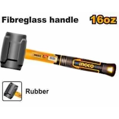 INGCO RUBBER MALLET 16OZ FIBERGLASS HANDLE HRUH8816
