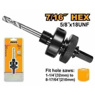 INGCO HOLE SAW ARBOR 11MM HEX SHANK CAP: 32-210MM HSA02