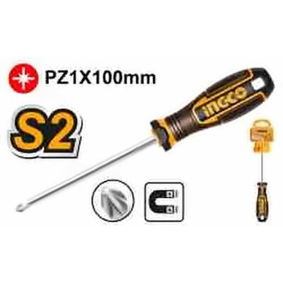 INGCO POZIDRIV SCREWDRIVER PZ1X100MM HSDPZ1100