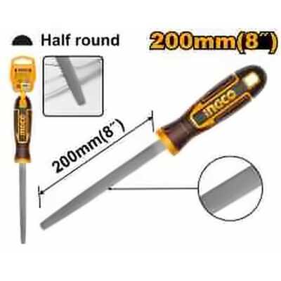 INGCO 8" STEEL HALF ROUND FILE HSFHF0883
