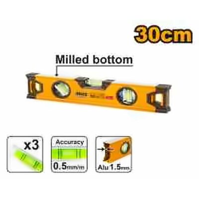 INGCO SPIRIT LEVEL 30CM 0.5MM/M ACCURACY HSL08030